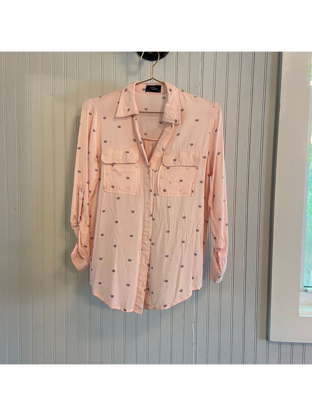 Evil Eye Shirt Indie Artsy Emo Button-Down Western Skater Eclectic